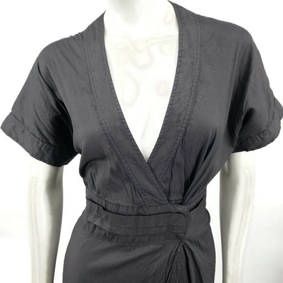 Calypso Christiane Celle Silk Dress Womens Small Charcoal Gray Wrap - Picture 2 of 7